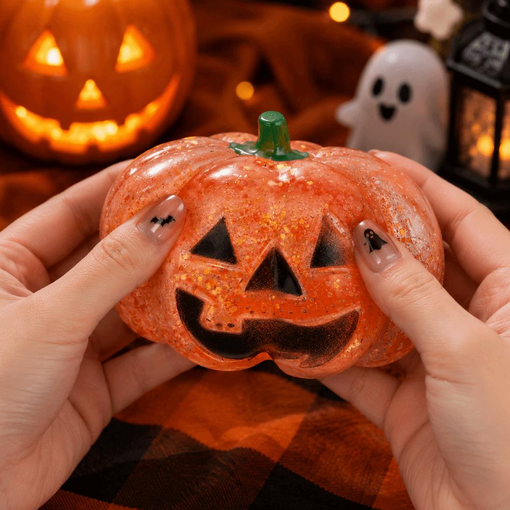 Bright Colors Halloween Shiny Fidget Toy Slow Rebound Pumpkin Shaped Squishy Toy Anti-stress