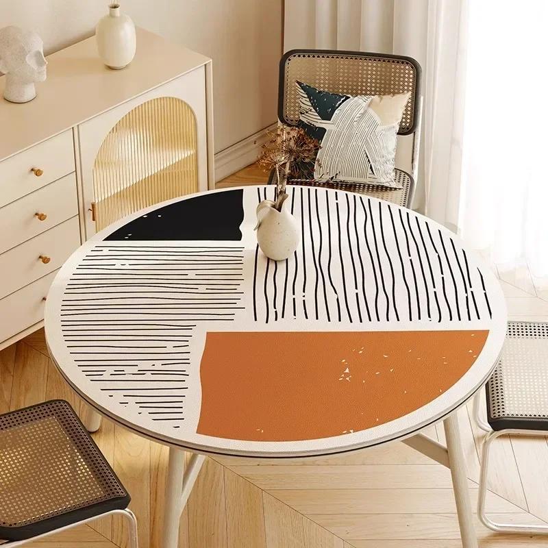 Круглая водонепроницаемая скатерть из ПВХ, маслостойкая, противоожоговая, коврик для обеденного стола, скатерти в японском минималистском стиле для украшения дома