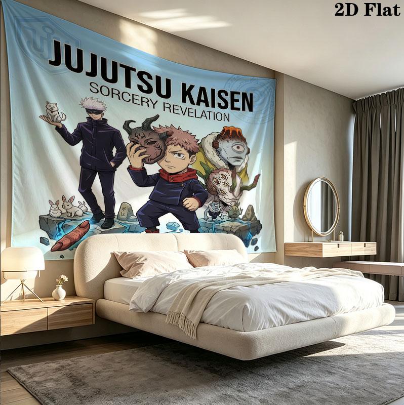 Jujutsu Kaisen Wall Tapestry Aesthetic Wall Hanging Printed Fabric Blanket Decorative Tapestries For Bedroom Living Room Home Decor