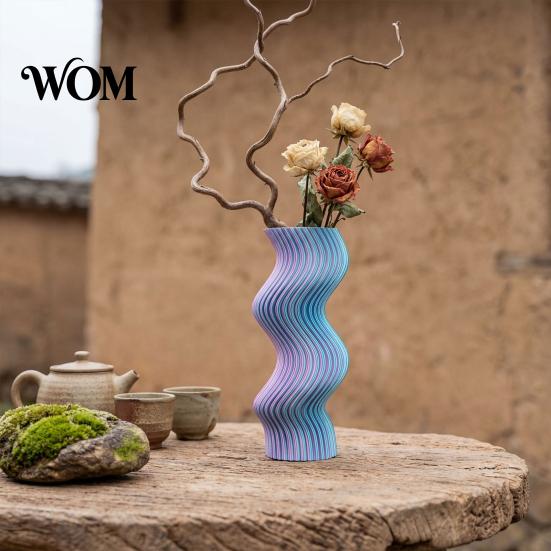Delicate Touch Vase 3D Printed Vase, Minimalist Vertical Striped Flower Nordic Style Matte Finish for Living Room TV Cabinet Coffee Shop Decor And Art