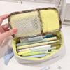 Quilted Pencil Case Heart Double Zipper Pencil Pouch Durable Stationery Pouch  Students