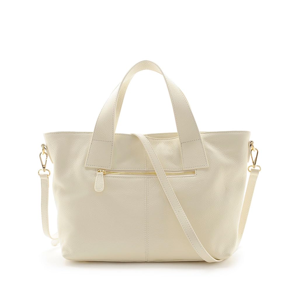 Сумка с плоской ручкой из натуральной кожи для женщин цвета слоновой кости [FIRANO], fiLEAT, FL102968,