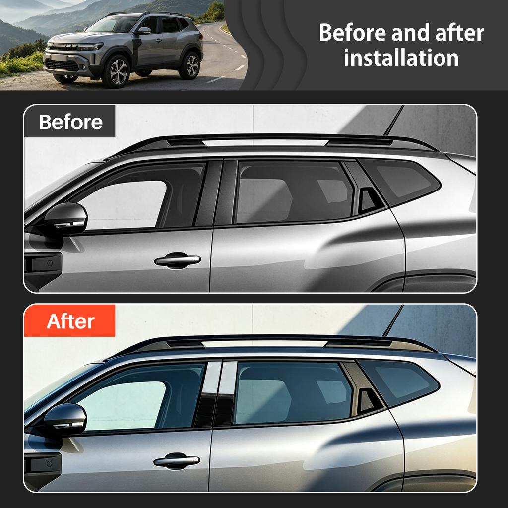 Car B Pillar Sticker Fit For Dacia Duster 2024 2025 2026 2027 Carbon Fiber Pattern/Glossy Black Trim Exterior Accessories