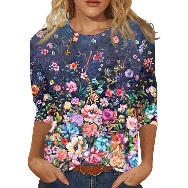 Женская футболка с длинным рукавом для женщин, футболки с цветочным принтом, топ, повседневная спортивная одежда на открытом воздухе, осенне-зимняя новая модная одежда