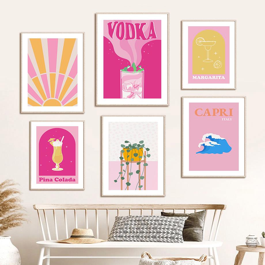 Водка Маргарита Капри Голубая лагуна растение коктейльные постеры и принты настенная живопись на холсте для гостиной декоративные картины