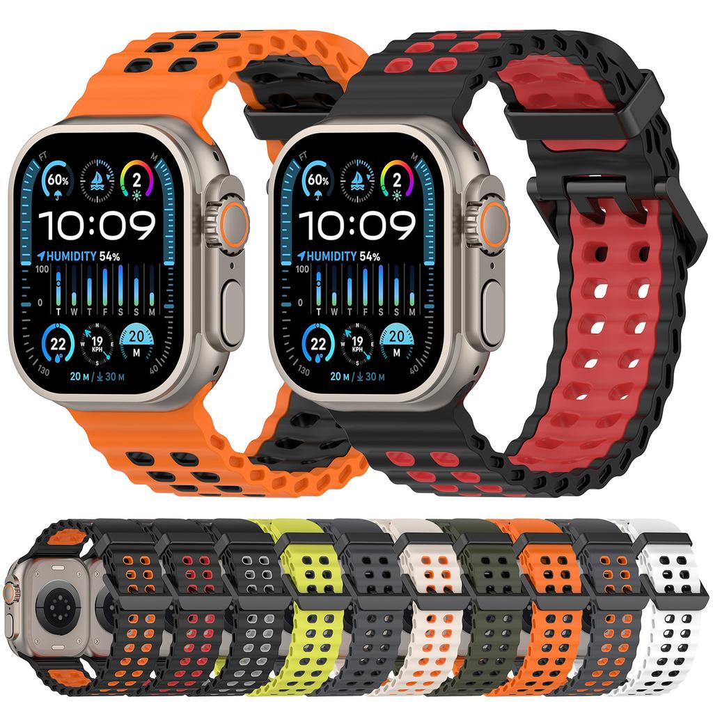 Watch Band for Apple Watch Series 10 Ultra 9 8 7 SE 6 5 4 3 2 1 46mm 49mm 45mm 44mm 42mm Dual Color Silicone Strap