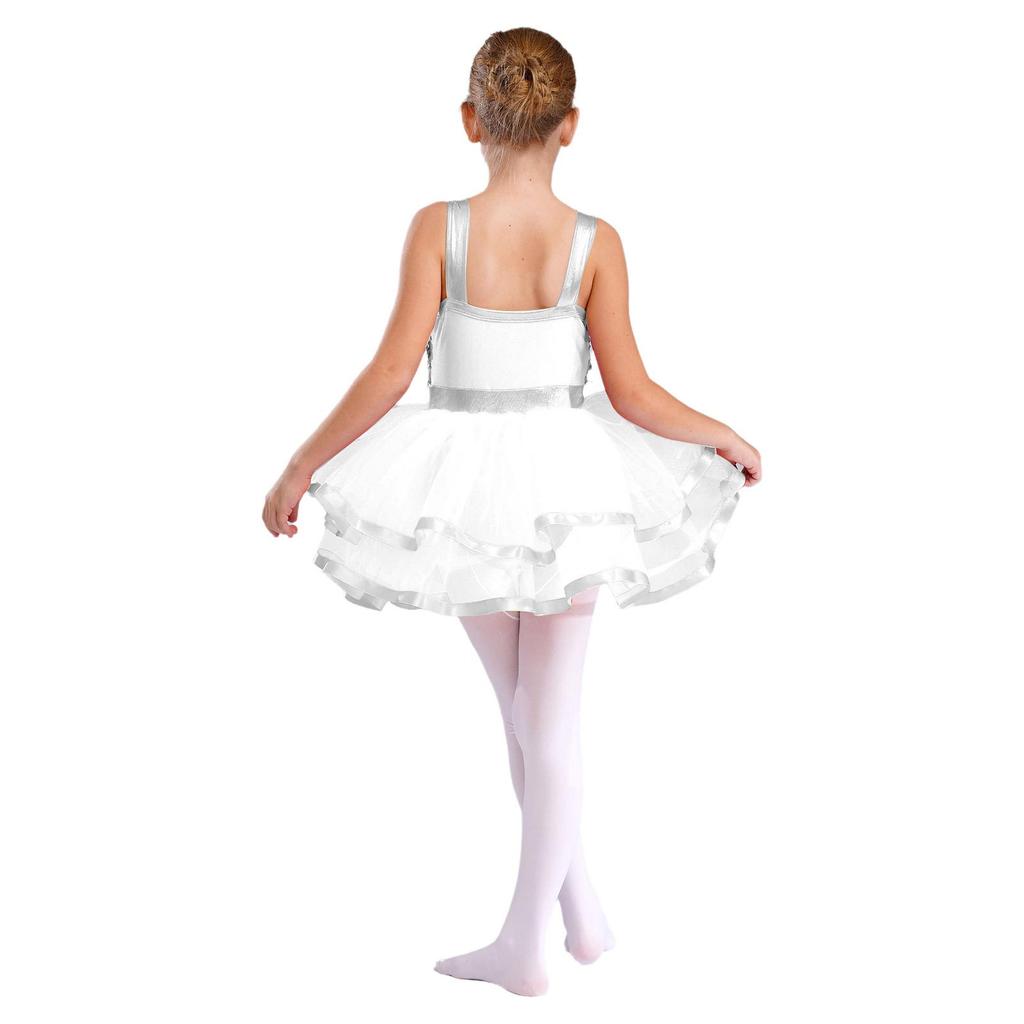 Платье-пачка для танцев для девочек, без рукавов, цветной блок, сверкающие пайетки, костюм для сцены, для выступления