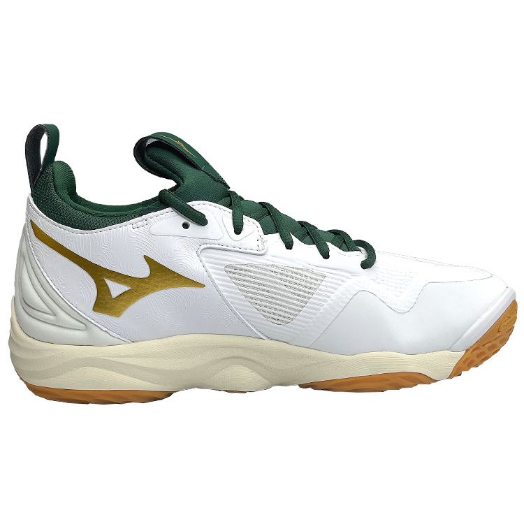 Mizuno Кроссовки унисекс Wave Momentum 3 бело-зелено-золотые V1GA231244