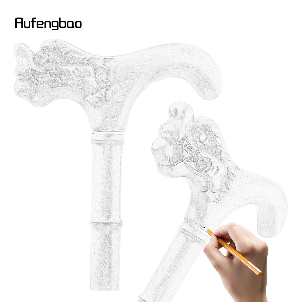 Red Dragon Wooden Bamboo Joint Single Joint Fashion Walking Stick Decorative Cospaly Cane Halloween Crutch Wand Crosier 92cm