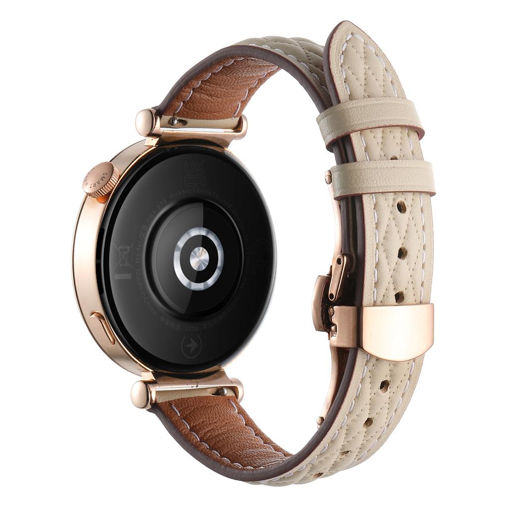 18mm Watch Band For Huawei Watch GT 5 Pro 42mm/GT 5 41mm/GT 4 41mm/Garmin Venu 3S ,Genuine Cow Leather Diamond Pattern Strap