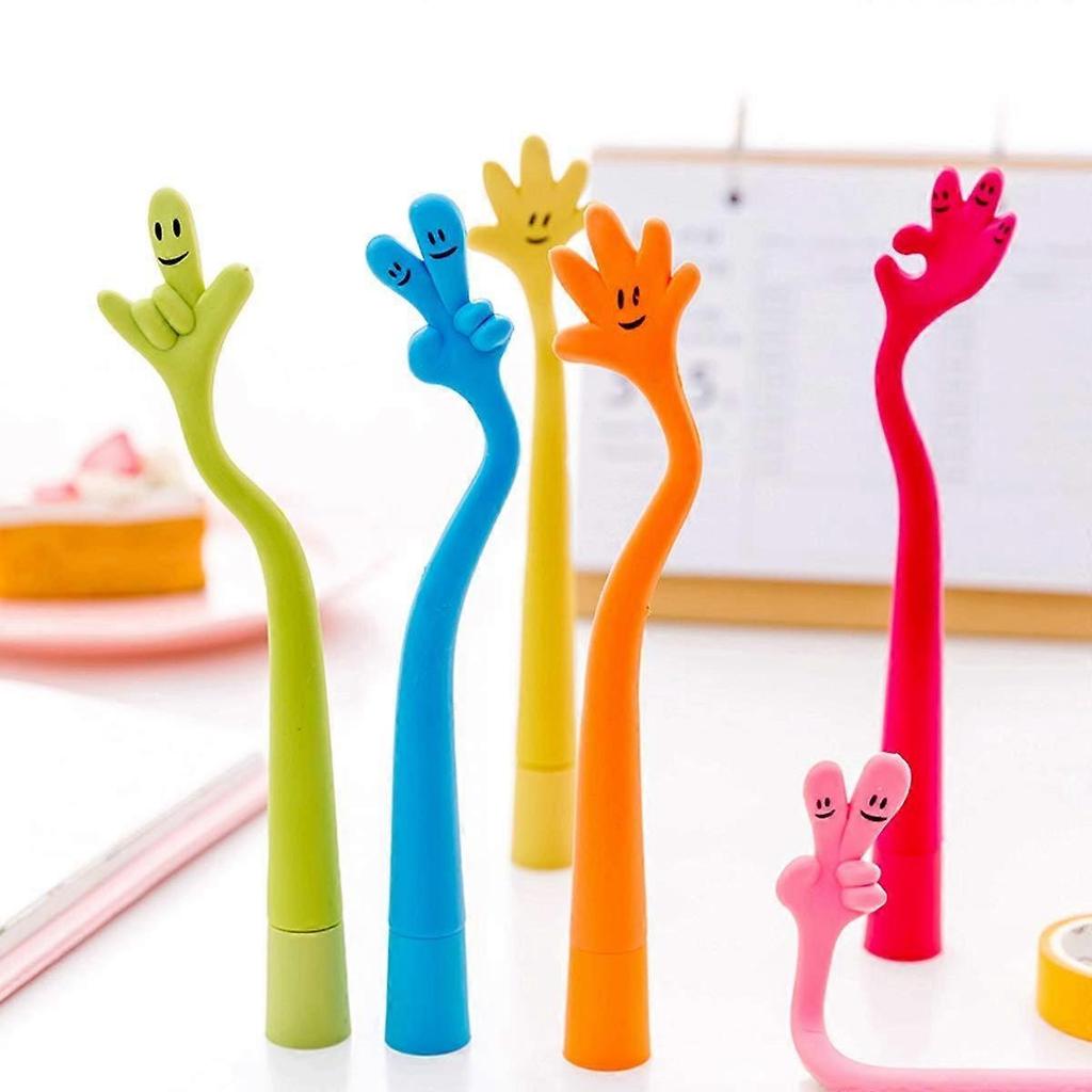12*Novelty Finger Gesture Funny Bendable Ball Pen Creative Funky Hand Sign Ballpoint Rubber Cartoon Shape Ballpoint Pen