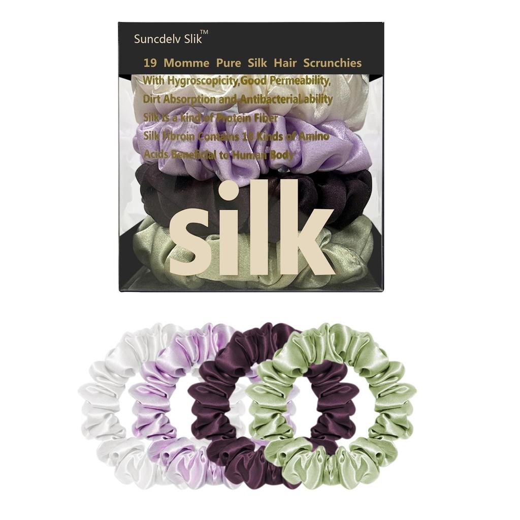 Резинки для волос из 100% чистого шелкового шелка, шелковые резинки для волос, резинки для волос, узкие резинки для волос, держатели для хвостиков, аксессуары для ухода за волосами