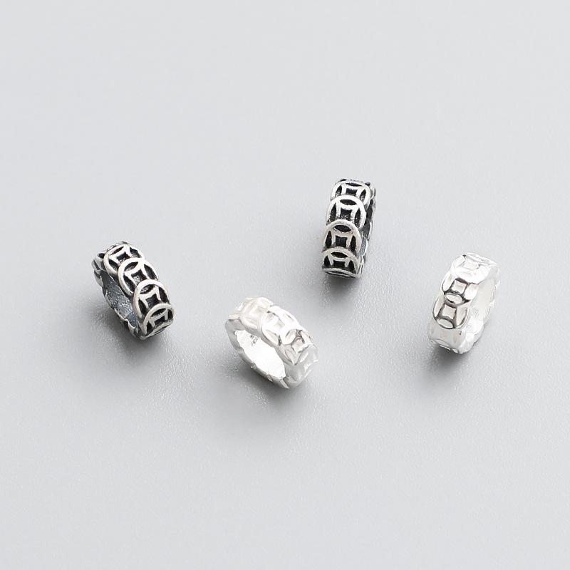 S925 стерлингового серебра винтажные медные монеты колесо деньги разделительные бусины для DIY плетеные браслеты