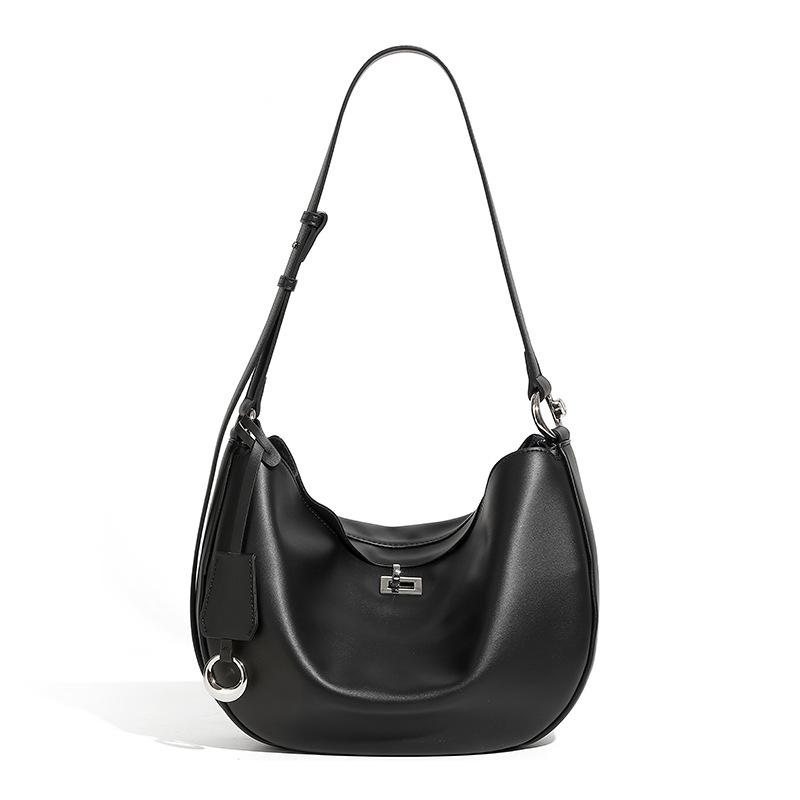 Осенняя новая кожаная сумка-полумесяц Нишевый дизайн Модная повседневная женская сумка через плечо Сумка-пельмень Подмышечная женская сумка