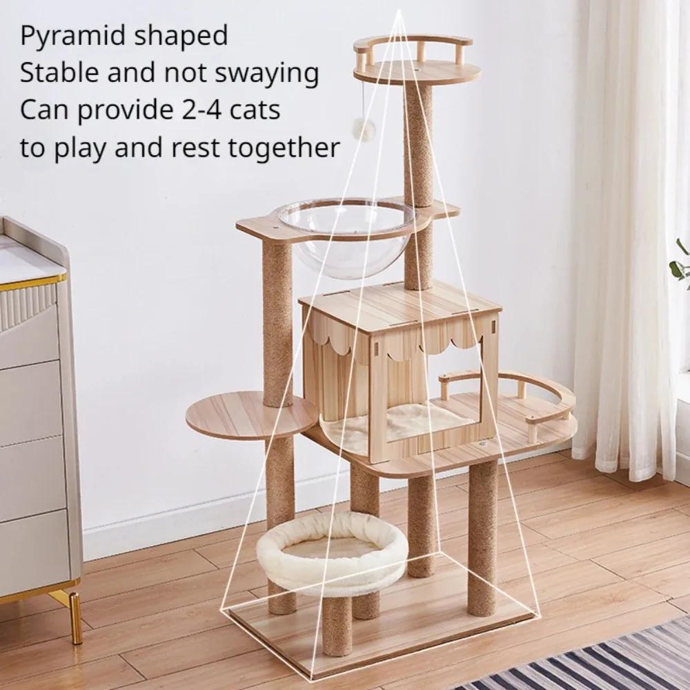 Multi-level Cat Tree with Cat's Nest Cat Scratch Board Stable Space Capsule Wear Resistant Cat Tower Kitty Play Cat Tree House