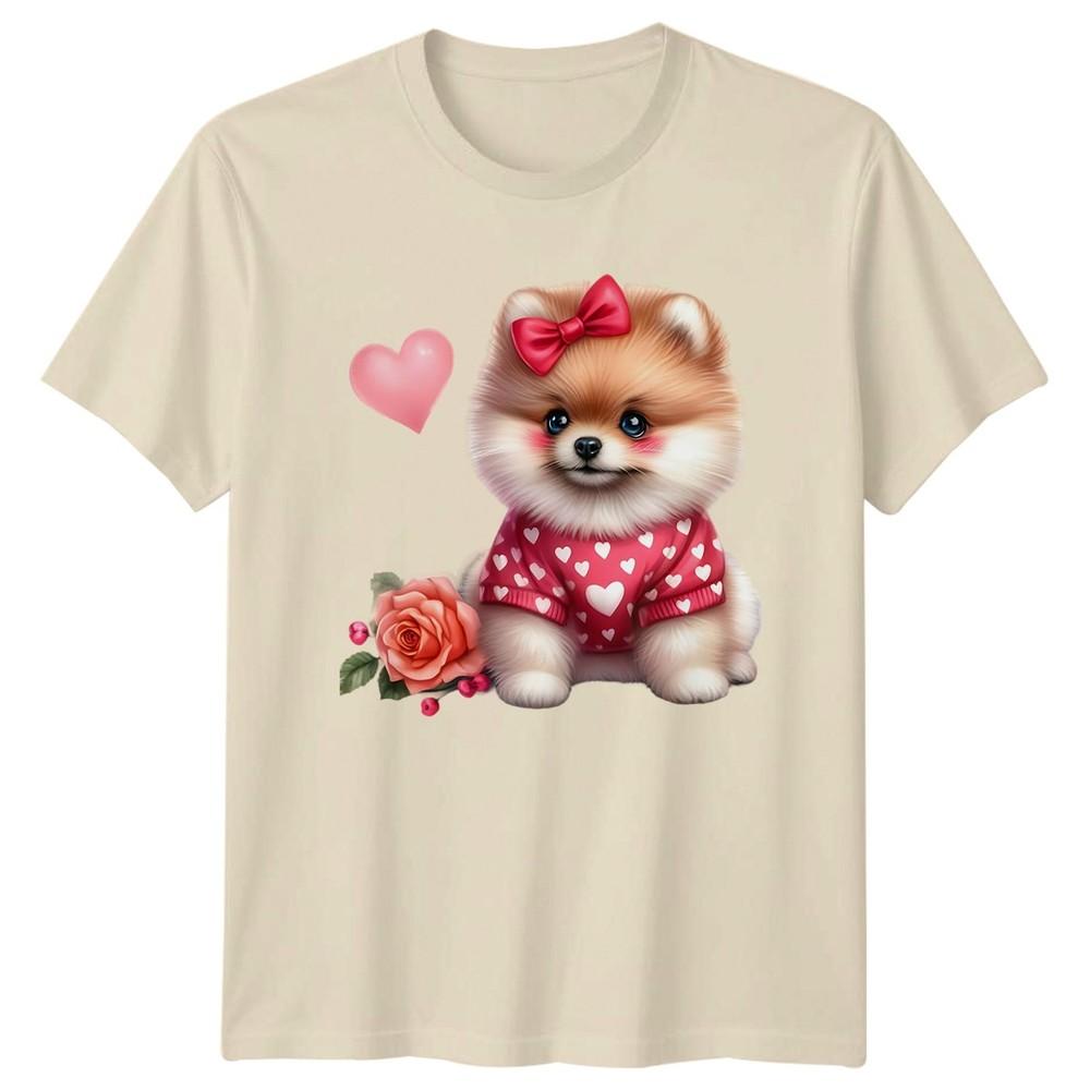 Pomeranian Puppy Hearts Unisexs TShirt Unisexs Tee Graphic Unisex Top