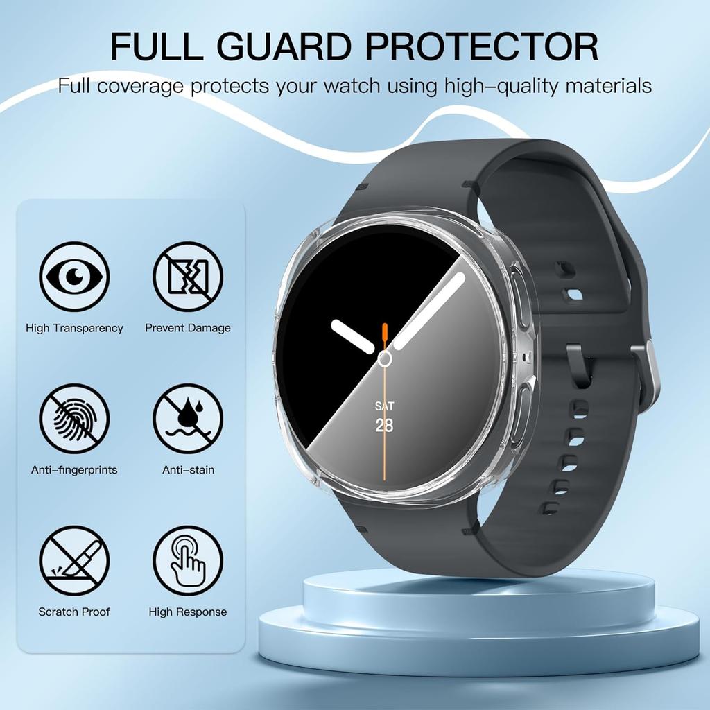Чехол для Samsung Galaxy watch 8 44мм 40мм Аксессуары Ремешок Мягкий ТПУ Бампер Ударопрочный Защита экрана корпус Galaxy watch8 чехол