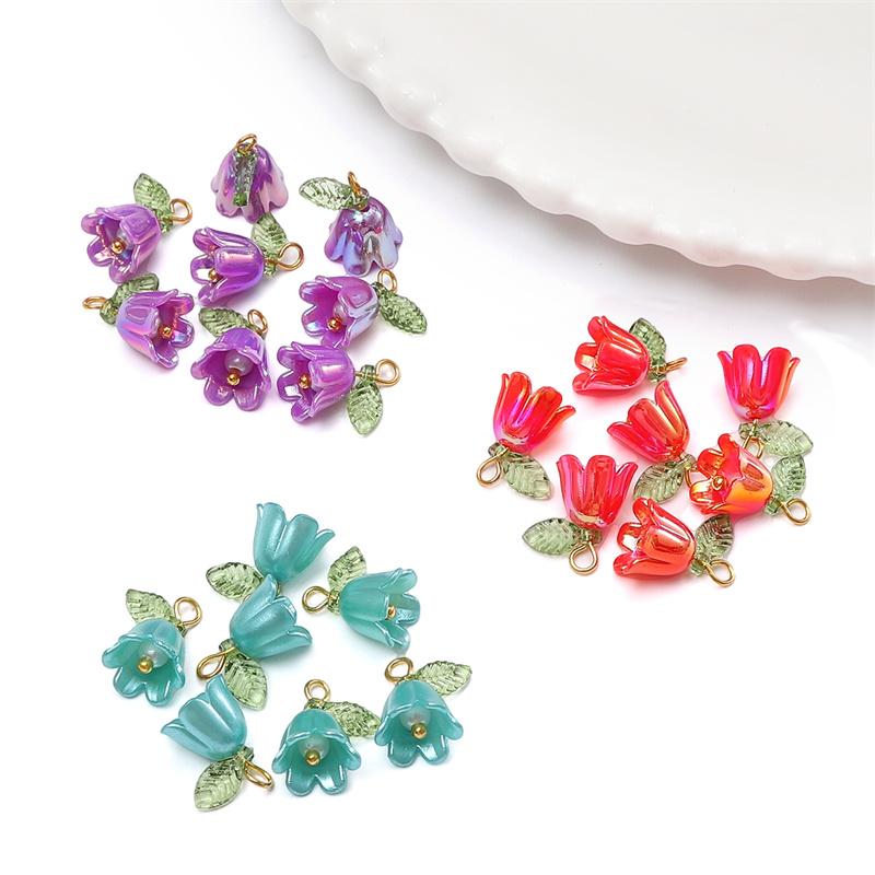 10pcs/bag Acrylic Color Lily Of The Valley Pendant DIY Bracelet Necklace Earrings Jewelry Accessories