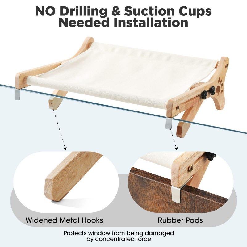 Spot-on Wholesale Wooden Wall-mounted cat Bed Hanging cat Bed for Window-side Use Hammock for Cats