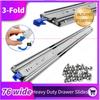 1 Pair Heavy Duty Locking Drawer Slides with Lock 3-Fold Guide 250 Lb Load Capacity Side Mount Full Extension Ball Bearing Indus
