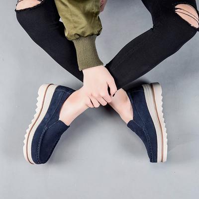 Модная весенне-осенняя новая повседневная обувь, женские туфли из натуральной кожи, мягкая подошва, удобный наклонный каблук, толстая подошва, туфли-торбы