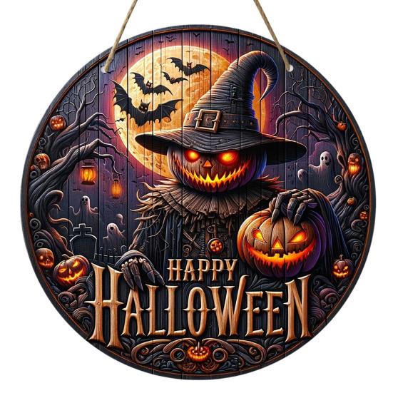 Halloween Sign for Front Door Halloween Wreath Wooden Hanging Sign Boo Ghost Pumpkin Witch Welcome Sign for Window Wall Decor
