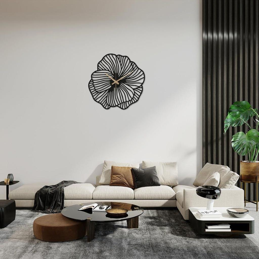 Большие настенные часы с картой мира, Металлические минималистичные современные часы, Круглые бесшумные настенные часы с батарейным питанием для гостиной / дома