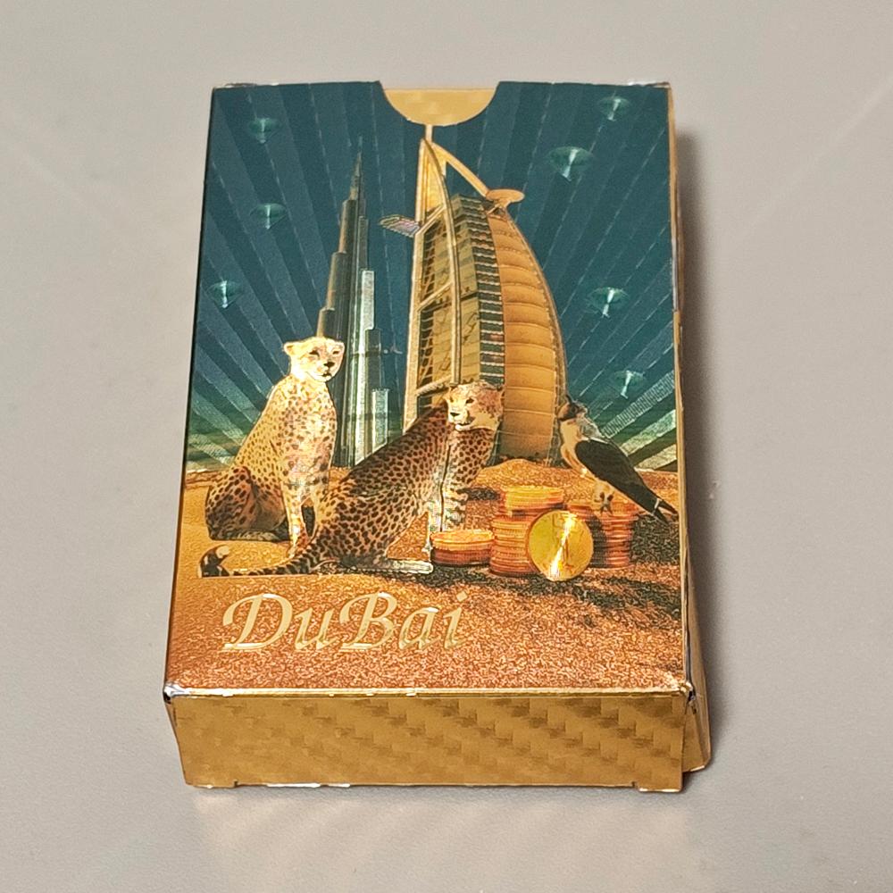 9*6см Коллекция Дубая: 54 карты для игры Премиум с золотым тиснением, водонепроницаемые - Элегантная колода для покера в стиле арабеск