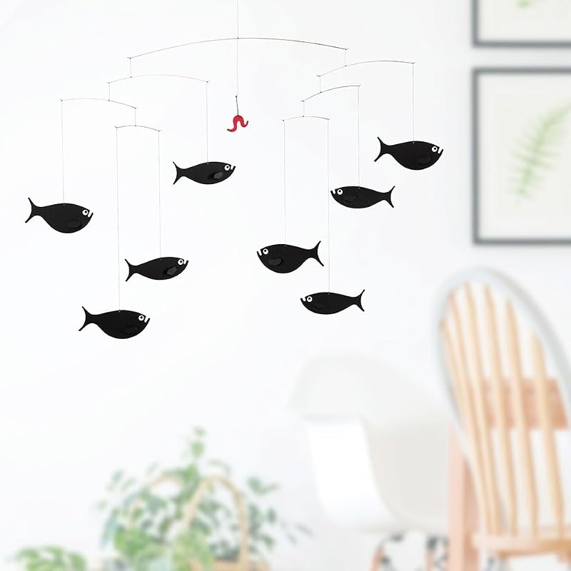 [Официальный импорт] Flensted Mobiles Мобильный интерьерный орнамент Nordic Animal Shawl of Fish FSM130017 Поставляется в подарочной коробке Товары для младенцев Подарок
