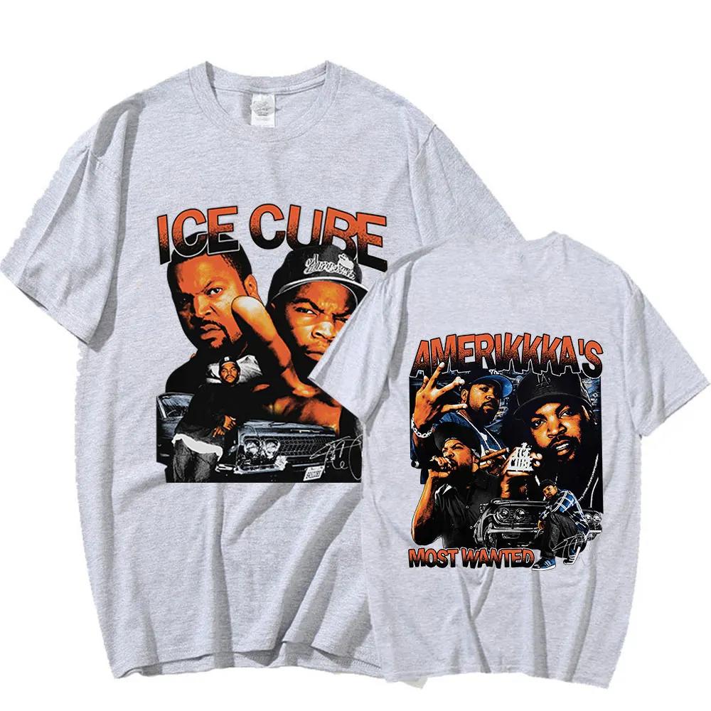 Футболка рэпера 90-х Ice Cube Amerikkka's Most Wanted Модная Винтажная Футболка Harajuku 100% Хлопок Повседневная Футболка Оверсайз