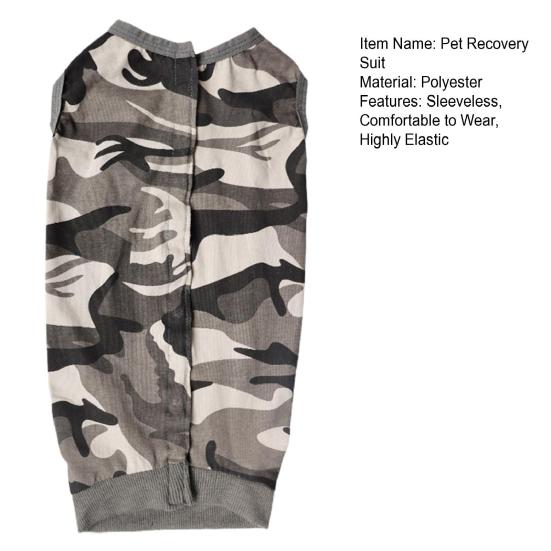 Костюм для восстановления питомца Высокоэластичный Камуфляжный принт Комбинезон для собаки Пижама Хирургический халат Жилет