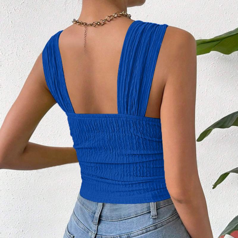 Летняя мода базовый безрукавный укороченный топ женский открытый пупок квадратный воротник однотонный сексуальный бретели рубашки женские элегантные облегающие повседневные женские блузки 26606