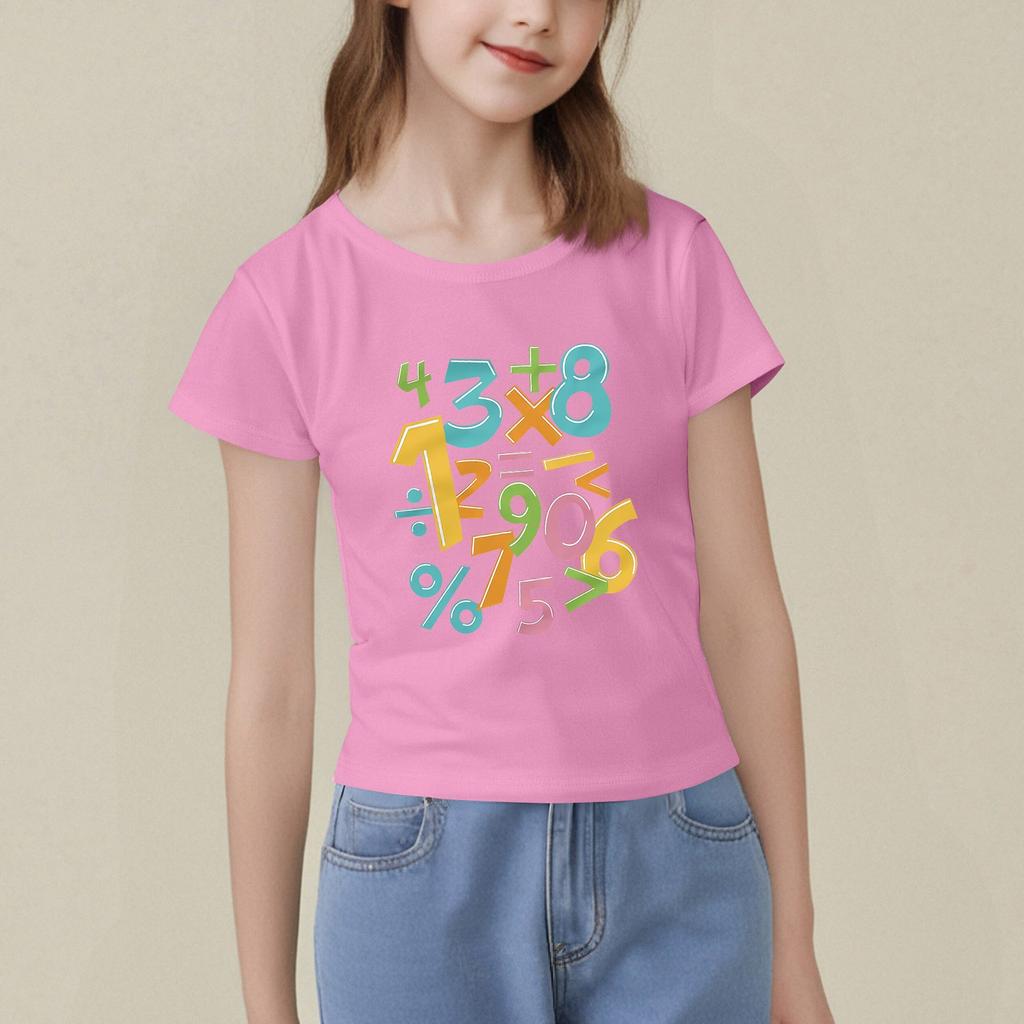 Детский набивной короткий рукав круглый вырез повседневный удобный свободный легкий топ