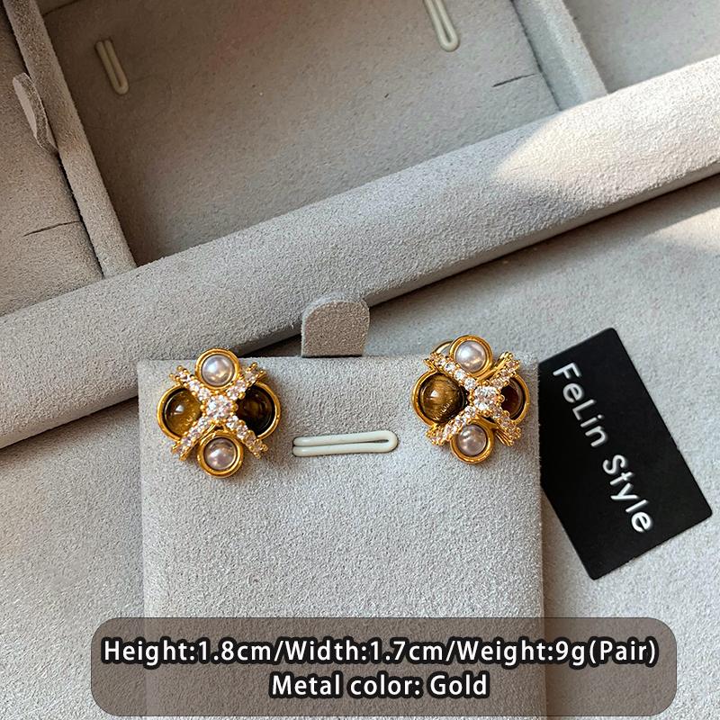 Melad Натуральный Камень Тигровый Глаз Жемчуг Подвеска Позолоченная 18K Золотом Ожерелье Модные Украшения Для Женщин Рождественский Роскошный Набор Аксессуаров