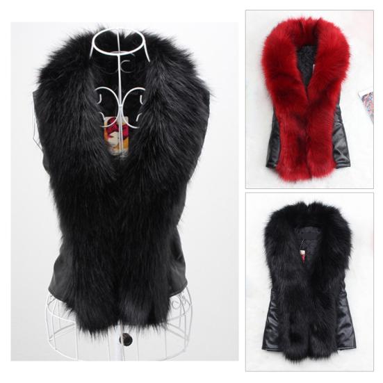 Женский жилет из искусственной кожи, без рукавов, с открытой передней частью, куртка мотоциклиста с воротником из искусственного меха, осенне-зимняя, теплая верхняя одежда