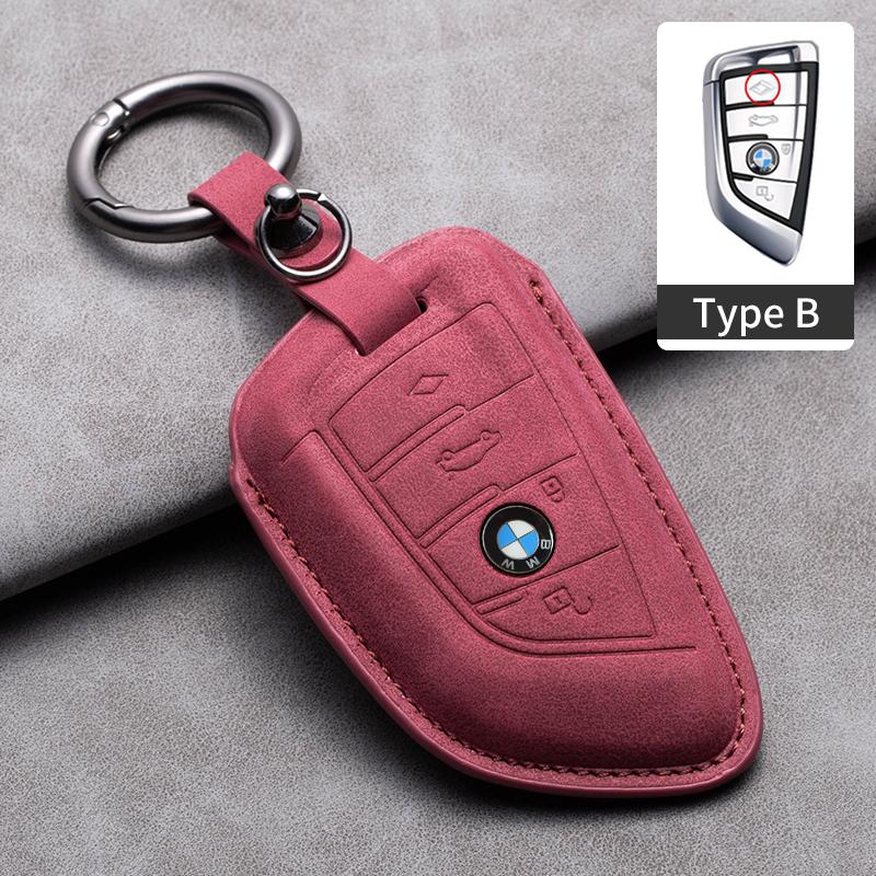 KWYP9 Hot 2025 Suede Leather Car Key Case Cover Shell Fob For BMW X1 X3 X5 X6 X7 1 3 5 6 7 Series G20 G30 G11 F15 F16 G01 G02 F48 Acce