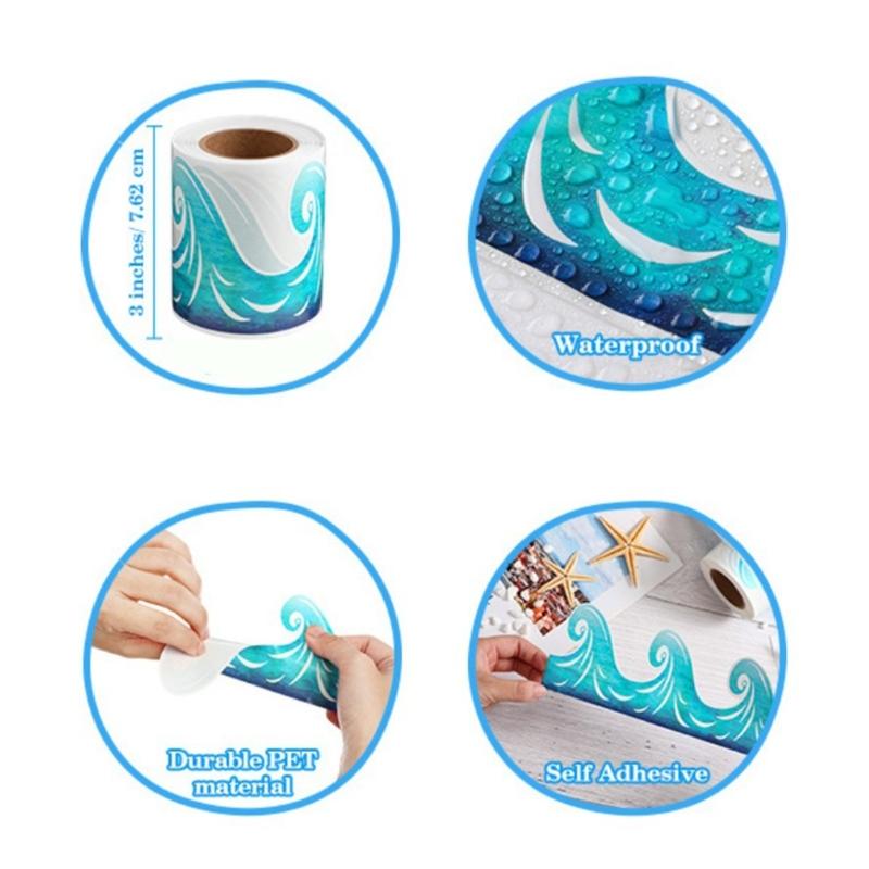 15 м Синяя Волнистая Декоративная Лента для Доски Объявлений для Класса Самоклеящаяся Наклейка для Отделки Доски Объявлений для Школы