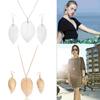 Kashi Tong Natural Leaf Necklace and Earrings Set - Elegant Christmas Gift