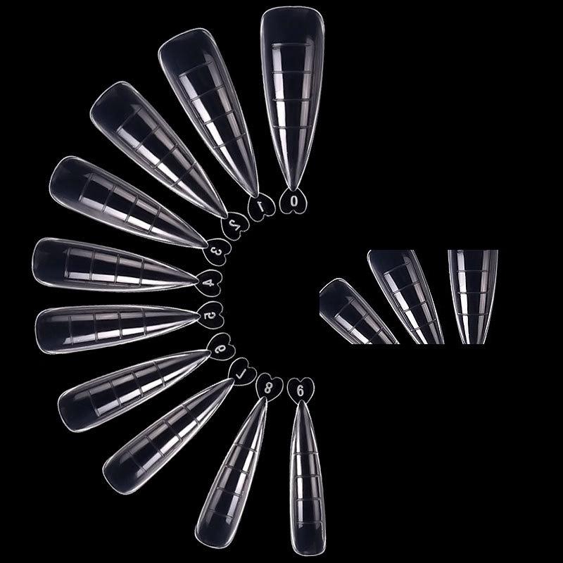 100 шт. прозрачных акриловых типсов для ногтей, французский маникюр, накладные ногти с УФ-гелем, полупокрытие, накладные ногти, 10 размеров