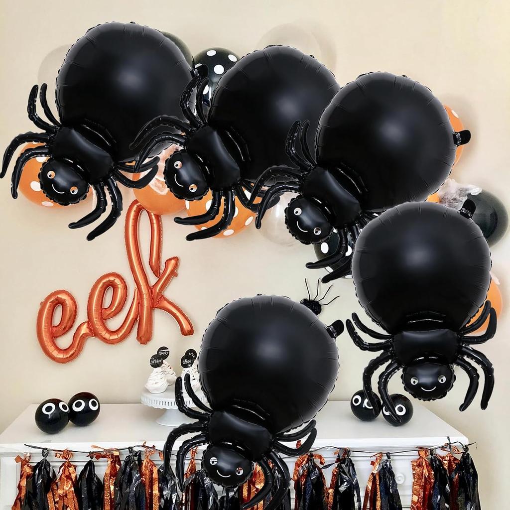 20/1pc Halloween Black Spider Balloons Large Foil Balloon Kids Inflatable Toys Horror Spider Halloween Props Party Decoration