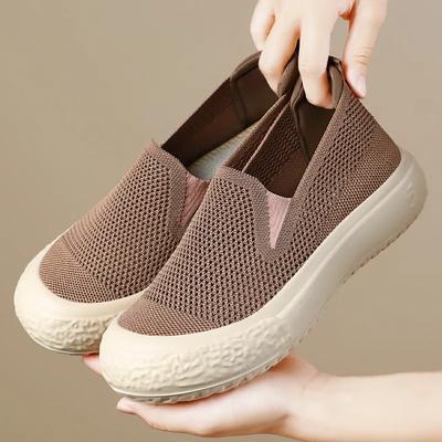 Женская повседневная обувь осень 2024 года, мягкая подошва, неглубокий носок, плоская обувь, толстая подошва, дышащая сетчатая нескользящая обувь для ходьбы Zapatos