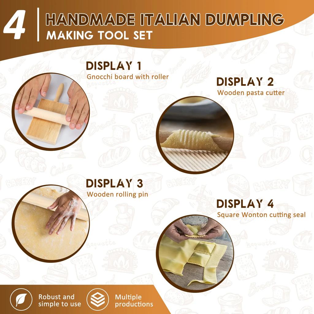 9 шт. Инструменты для приготовления пасты Эффективный набор для приготовления пасты с штампами для равиоли, формочками, скалками, досками для ньокки, резаком для теста, пельменями