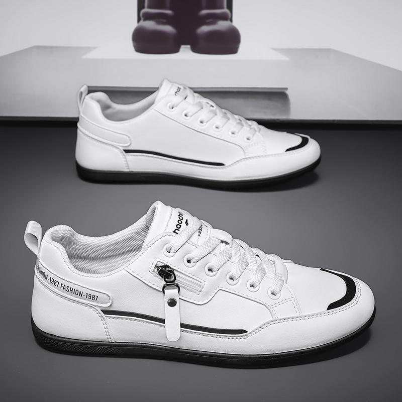 Мода Новая Повседневная Обувь Мужские Кроссовки Уличная Кожаная Обувь Обувь для Ходьбы Лоферы Удобная Мужская Обувь Tenis Hombres Черный Белый