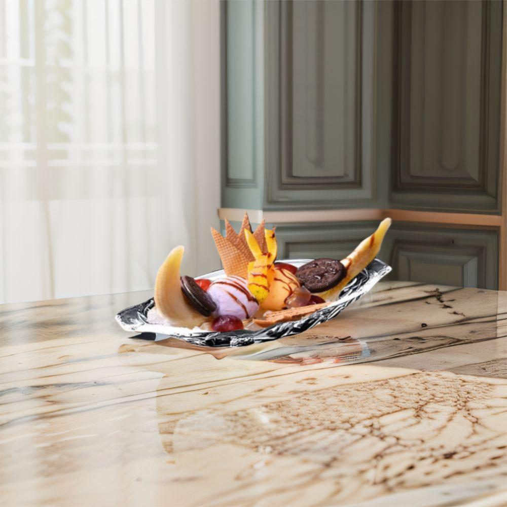 2pcs Acrylic Dessert Plate Transparent Snack Tray Tableware Boat Shaped Ice Cream Bowl KTV