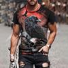 Summer Round Neck 3D Vintage Horror Skull Pattern Print Top Fashionable Casual Short Sleeved Men's T-shirts