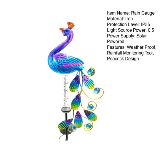 Солнечный павлин дождемер наружный морозостойкий водомер освещенный павлин индикатор осадков