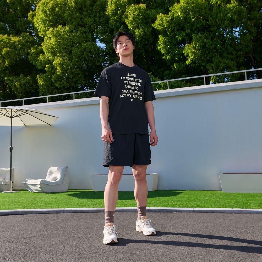 Unisex Nike SB T Shirts Men's Black Crew Neck Moderate