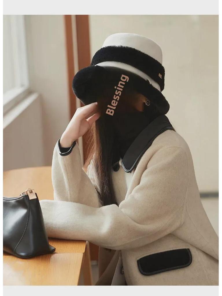 Женская шапка-рыбак из плюша и бархата осень/зима 2024 года – теплая меховая шапка-тазик с большой окружностью головы