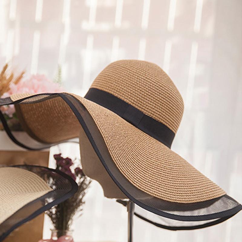 Складная женская соломенная пляжная шляпа от солнца, летние дорожные кепки с широкими полями