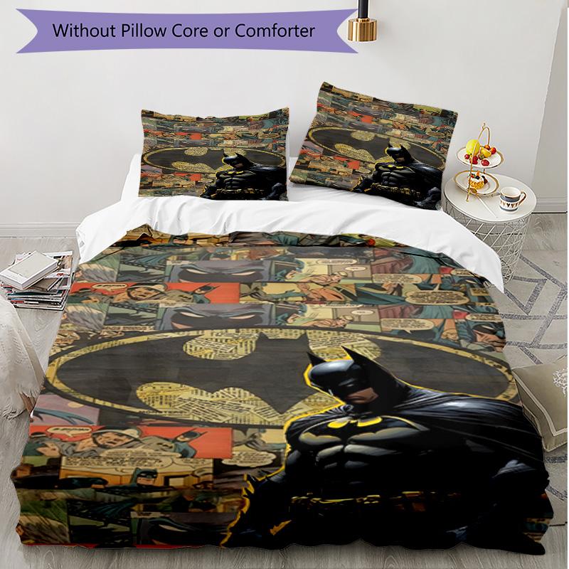 3pcs Duvet Cover Set (1*Duvet Cover + 2*Pillowcase, Without Core), Superheroes Print Soft All‑Season Bedding Set, Home Bedroom Decor Gift